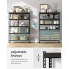 imageSONGMICS 5Tier Storage Shelves Load 2310 lb Garage Storage Boltless Assembly Adjustable Shelving Unit 236 x 472 x 709 Inches for Study Shed Basement Gray and Natural Beige UGLR600G01Black  Natural Beige