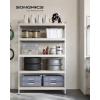 imageSONGMICS 5Tier Storage Shelves Load 2310 lb Garage Storage Boltless Assembly Adjustable Shelving Unit 236 x 472 x 709 Inches for Study Shed Basement Gray and Natural Beige UGLR600G01Silver  Natural Beige