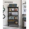 imageSONGMICS 5Tier Storage Shelves Load 2310 lb Garage Storage Boltless Assembly Adjustable Shelving Unit 236 x 472 x 709 Inches for Study Shed Basement Gray and Natural Beige UGLR600G01Black  Natural Beige
