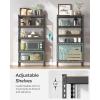 imageSONGMICS 5Tier Storage Shelves Load 2310 lb Garage Storage Boltless Assembly Adjustable Shelving Unit 236 x 472 x 709 Inches for Study Shed Basement Gray and Natural Beige UGLR600G01Black  Natural Beige
