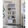 imageSONGMICS 5Tier Storage Shelves Load 2310 lb Garage Storage Boltless Assembly Adjustable Shelving Unit 236 x 472 x 709 Inches for Study Shed Basement Gray and Natural Beige UGLR600G01Silver  Natural Beige
