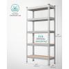 imageSONGMICS 5Tier Storage Shelves Load 2310 lb Garage Storage Boltless Assembly Adjustable Shelving Unit 236 x 472 x 709 Inches for Study Shed Basement Gray and Natural Beige UGLR600G01Silver  Natural Beige
