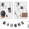imageSONGMICS Wall Grid for Photo Metal Wall Grid Panel DIY Wire Photo Hanging Display Set of 2 with S Hook Clip Hemp Cord 165 x 122 Inches Black ULPP01HBlack