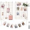 imageSONGMICS Wall Grid for Photo Metal Wall Grid Panel DIY Wire Photo Hanging Display Set of 2 with S Hook Clip Hemp Cord 165 x 122 Inches Black ULPP01HRose Gold