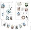 imageSONGMICS Wall Grid for Photo Metal Wall Grid Panel DIY Wire Photo Hanging Display Set of 2 with S Hook Clip Hemp Cord 165 x 122 Inches Black ULPP01HWhite