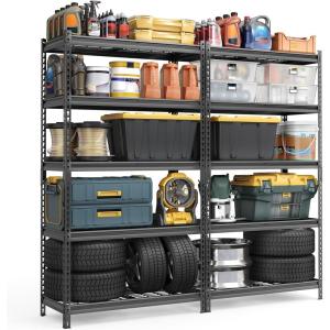 imageSONGMICS 5Tier Storage Shelves HeavyDuty Garage Shelving Adjustable Shelving Unit Steel Shelf Boltless Assembly for Garage Shed 2250 lb Load 18 x 36 x 72 Inches Ink Black UGLR453B0118D x 72W x 72H