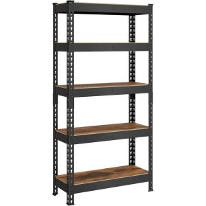 imageSONGMICS 5Tier Storage Shelves Load 2310 lb Garage Storage Boltless Assembly Adjustable Shelving Unit 236 x 472 x 709 Inches for Study Shed Basement Gray and Natural Beige UGLR600G01Black  Rustic Brown