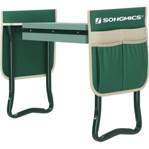 imageSONGMICS Garden Kneeler and Seat Multifunctional Garden Kneeling Bench Gardening Gifts for Women Men Folding Gardening Stool with 1 Tool Bag 6Inch Wide Kneeling Pad Dark Green UGGK49LGreen