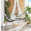 imageSONGMICS 3Piece Outdoor Seating Acapulco Chair Modern Patio Furniture Set Glass Top Table and 2 Chairs Indoor and Outdoor Conversation Bistro Set Light Green UGGF011C01Ink Black