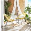 imageSONGMICS 3Piece Outdoor Seating Acapulco Chair Modern Patio Furniture Set Glass Top Table and 2 Chairs Indoor and Outdoor Conversation Bistro Set Light Green UGGF011C01Yellow