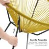 imageSONGMICS 3Piece Outdoor Seating Acapulco Chair Modern Patio Furniture Set Glass Top Table and 2 Chairs Indoor and Outdoor Conversation Bistro Set Light Green UGGF011C01Yellow