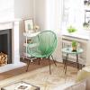imageSONGMICS 3Piece Outdoor Seating Acapulco Chair Modern Patio Furniture Set Glass Top Table and 2 Chairs Indoor and Outdoor Conversation Bistro Set Light Green UGGF011C01Light Green