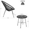imageSONGMICS 3Piece Outdoor Seating Acapulco Chair Modern Patio Furniture Set Glass Top Table and 2 Chairs Indoor and Outdoor Conversation Bistro Set Light Green UGGF011C01Ink Black