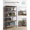 imageSONGMICS 5Tier Storage Shelves Load 2310 lb Set of 2 Garage Storage Boltless Assembly Adjustable Shelving Unit 118 x 295 x 591 Inches for Study Shed Basement Silver UGLR300E02Black