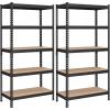 imageSONGMICS 5Tier Storage Shelves Load 2310 lb Set of 2 Garage Storage Boltless Assembly Adjustable Shelving Unit 118 x 295 x 591 Inches for Study Shed Basement Silver UGLR300E02Black