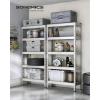 imageSONGMICS 5Tier Storage Shelves Load 2310 lb Set of 2 Garage Storage Boltless Assembly Adjustable Shelving Unit 118 x 295 x 591 Inches for Study Shed Basement Silver UGLR300E02Silver