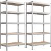 imageSONGMICS 5Tier Storage Shelves Load 2310 lb Set of 2 Garage Storage Boltless Assembly Adjustable Shelving Unit 118 x 295 x 591 Inches for Study Shed Basement Silver UGLR300E02Silver