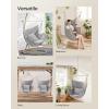 imageSONGMICS Hammock Chair Load Capacity 500 lb Hanging Chair with 2 Cushions Large Hammock Swing with Chain and Pocket for Indoor Outdoor Living Room Bedroom Dove Gray UGDC197G01Dove Gray