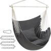 imageSONGMICS Hammock Chair Load Capacity 500 lb Hanging Chair with 2 Cushions Large Hammock Swing with Chain and Pocket for Indoor Outdoor Living Room Bedroom Dove Gray UGDC197G01Slate Gray