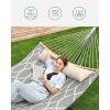 imageSONGMICS Hammock Quilted Hammock with Curved Bamboo Spreaders Pillow 787 x 551 Inches Portable Padded Hammock Holds up to 495 lbampnbspGray and Beige Rhombus UGDC034G02Gray  Beige Rhombus