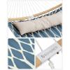imageSONGMICS Hammock Quilted Hammock with Curved Bamboo Spreaders Pillow 787 x 551 Inches Portable Padded Hammock Holds up to 495 lbampnbspGray and Beige Rhombus UGDC034G02Blue  Beige Rhombus
