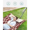 imageSONGMICS Hammock Quilted Hammock with Curved Bamboo Spreaders Pillow 787 x 551 Inches Portable Padded Hammock Holds up to 495 lbampnbspGray and Beige Rhombus UGDC034G02Red  Beige Rhombus