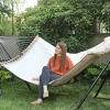 imageSONGMICS Hammock Quilted Hammock with Curved Bamboo Spreaders Pillow 787 x 551 Inches Portable Padded Hammock Holds up to 495 lbampnbspGray and Beige Rhombus UGDC034G02Cream  Beige