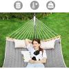 imageSONGMICS Hammock Quilted Hammock with Curved Bamboo Spreaders Pillow 787 x 551 Inches Portable Padded Hammock Holds up to 495 lbampnbspGray and Beige Rhombus UGDC034G02Gray  Beige
