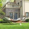 imageSONGMICS Hammock Quilted Hammock with Curved Bamboo Spreaders Pillow 787 x 551 Inches Portable Padded Hammock Holds up to 495 lbampnbspGray and Beige Rhombus UGDC034G02Gray  Beige