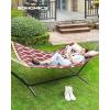 imageSONGMICS Hammock Quilted Hammock with Curved Bamboo Spreaders Pillow 787 x 551 Inches Portable Padded Hammock Holds up to 495 lbampnbspGray and Beige Rhombus UGDC034G02Red  Beige Rhombus