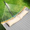 imageSONGMICS Hammock Quilted Hammock with Curved Bamboo Spreaders Pillow 787 x 551 Inches Portable Padded Hammock Holds up to 495 lbampnbspGray and Beige Rhombus UGDC034G02Gray  Beige