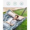 imageSONGMICS Hammock Quilted Hammock with Curved Bamboo Spreaders Pillow 787 x 551 Inches Portable Padded Hammock Holds up to 495 lbampnbspGray and Beige Rhombus UGDC034G02Blue  Beige Rhombus