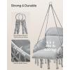 imageSONGMICS Hanging Chair Hammock Chair with Large Thick Cushion Boho Swing Chair for Bedroom Patio Balcony Garden Holds up to 264 lb Accessories Included Dove Gray UGDC042G11Dove Gray