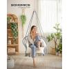 imageSONGMICS Hanging Chair Hammock Chair with Large Thick Cushion Boho Swing Chair for Bedroom Patio Balcony Garden Holds up to 264 lb Accessories Included Dove Gray UGDC042G11Dove Gray  Cream White