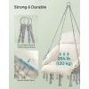 imageSONGMICS Hanging Chair Hammock Chair with Large Thick Cushion Boho Swing Chair for Bedroom Patio Balcony Garden Holds up to 264 lb Accessories Included Dove Gray UGDC042G11Dove Gray  Cream White