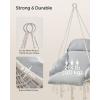 imageSONGMICS Hanging Chair Hammock Chair with Large Thick Cushion Boho Swing Chair for Bedroom Patio Balcony Garden Holds up to 264 lb Accessories Included Dove Gray UGDC042G11Cloud White  Gray