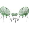 imageSONGMICS 3Piece Outdoor Seating Acapulco Chair Modern Patio Furniture Set Glass Top Table and 2 Chairs Indoor and Outdoor Conversation Bistro Set Light Green UGGF011C01Light Green