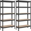 imageSONGMICS 5Tier Storage Shelves Load 2310 lb Set of 2 Garage Storage Boltless Assembly Adjustable Shelving Unit 118 x 295 x 591 Inches for Study Shed Basement Silver UGLR300E02Black