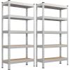 imageSONGMICS 5Tier Storage Shelves Load 2310 lb Set of 2 Garage Storage Boltless Assembly Adjustable Shelving Unit 118 x 295 x 591 Inches for Study Shed Basement Silver UGLR300E02Silver