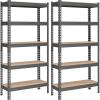 imageSONGMICS 5Tier Storage Shelves Load 2310 lb Set of 2 Garage Storage Boltless Assembly Adjustable Shelving Unit 118 x 295 x 591 Inches for Study Shed Basement Silver UGLR300E02Grey