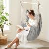 imageSONGMICS Hammock Chair Load Capacity 500 lb Hanging Chair with 2 Cushions Large Hammock Swing with Chain and Pocket for Indoor Outdoor Living Room Bedroom Dove Gray UGDC197G01Dove Gray