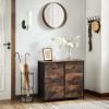imageSONGMICS Dresser Storage Unit with 6 Easy Pull Fabric Drawers Dresser Drawer Organizer Unit with Metal Frame Wooden Tabletop for Closet Black ULTS23HBrown  Black