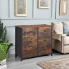 imageSONGMICS Dresser Storage Unit with 6 Easy Pull Fabric Drawers Dresser Drawer Organizer Unit with Metal Frame Wooden Tabletop for Closet Black ULTS23HBrown  Black