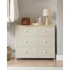 imageSONGMICS Dresser Storage Unit with 6 Easy Pull Fabric Drawers Dresser Drawer Organizer Unit with Metal Frame Wooden Tabletop for Closet Black ULTS23HCamel Yellow  Cream White