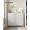 imageSONGMICS Dresser Storage Unit with 6 Easy Pull Fabric Drawers Dresser Drawer Organizer Unit with Metal Frame Wooden Tabletop for Closet Black ULTS23HCream White  Oak