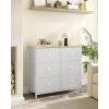 imageSONGMICS Dresser Storage Unit with 6 Easy Pull Fabric Drawers Dresser Drawer Organizer Unit with Metal Frame Wooden Tabletop for Closet Black ULTS23HCream White  Oak