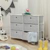 imageSONGMICS Dresser Storage Unit with 6 Easy Pull Fabric Drawers Dresser Drawer Organizer Unit with Metal Frame Wooden Tabletop for Closet Black ULTS23HLight Gray