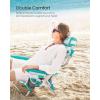 imageSONGMICS Portable Backpack Beach Chair 331 lb Capacity 4 Angles Adjustable Backrest 2 Side Pockets Towel Bar Blue and White UGCB62BUGreen  White
