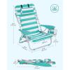imageSONGMICS Portable Backpack Beach Chair 331 lb Capacity 4 Angles Adjustable Backrest 2 Side Pockets Towel Bar Blue and White UGCB62BUGreen  White