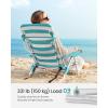 imageSONGMICS Portable Backpack Beach Chair 331 lb Capacity 4 Angles Adjustable Backrest 2 Side Pockets Towel Bar Blue and White UGCB62BUGreen  White